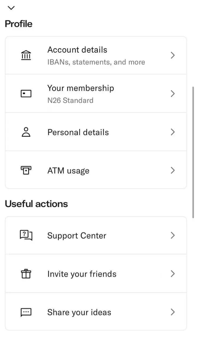 Profile 内 Account details / Your membership / Personal details 等