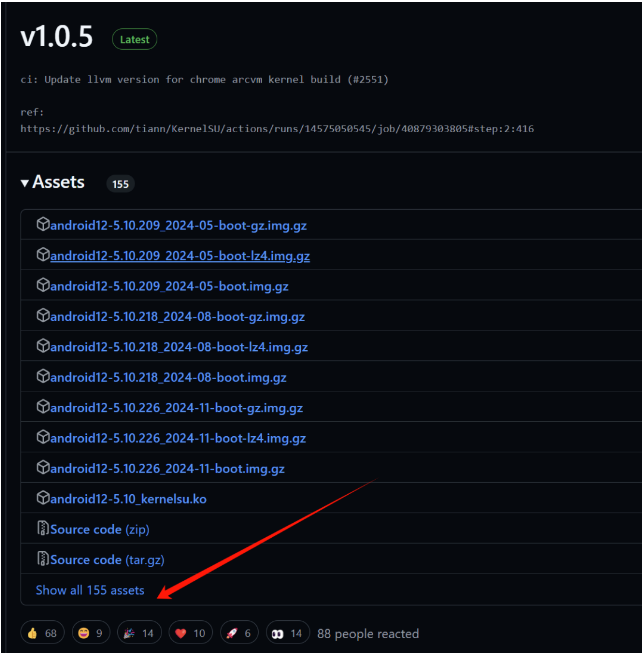 KernelSU GitHub Releases 页面