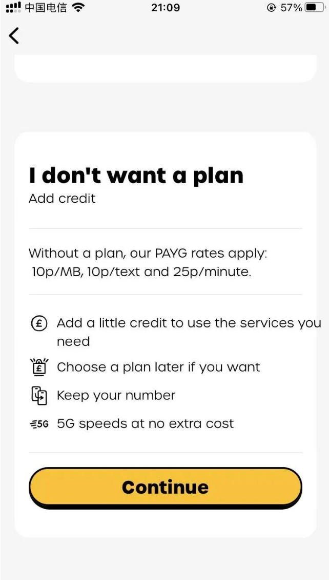 I don’t want a plan - Pay as you go 保号套餐
