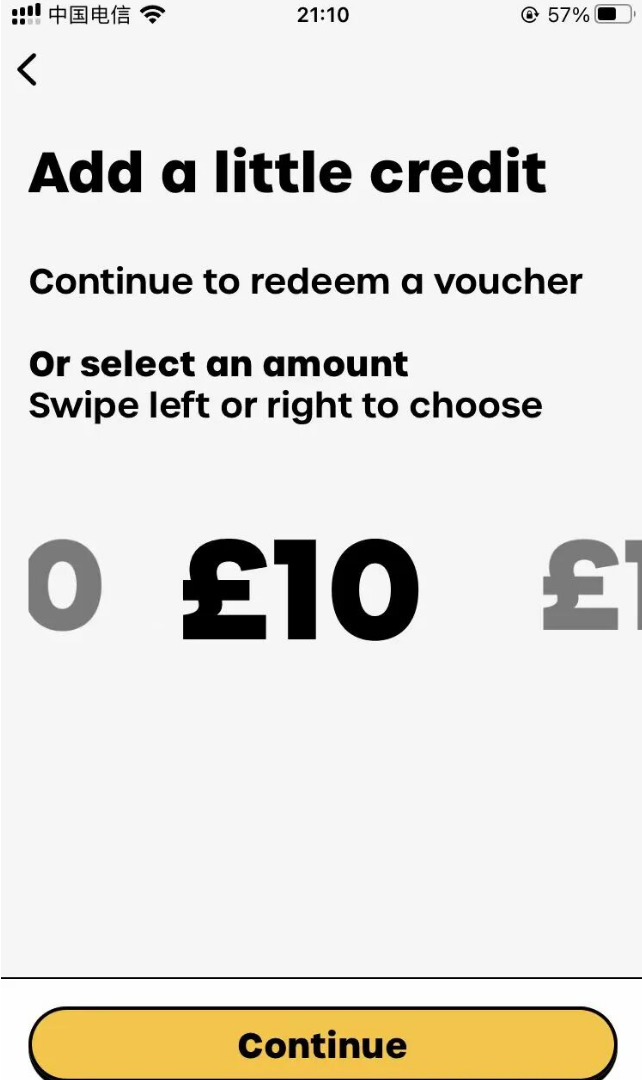 Add a little credit,选择 £10